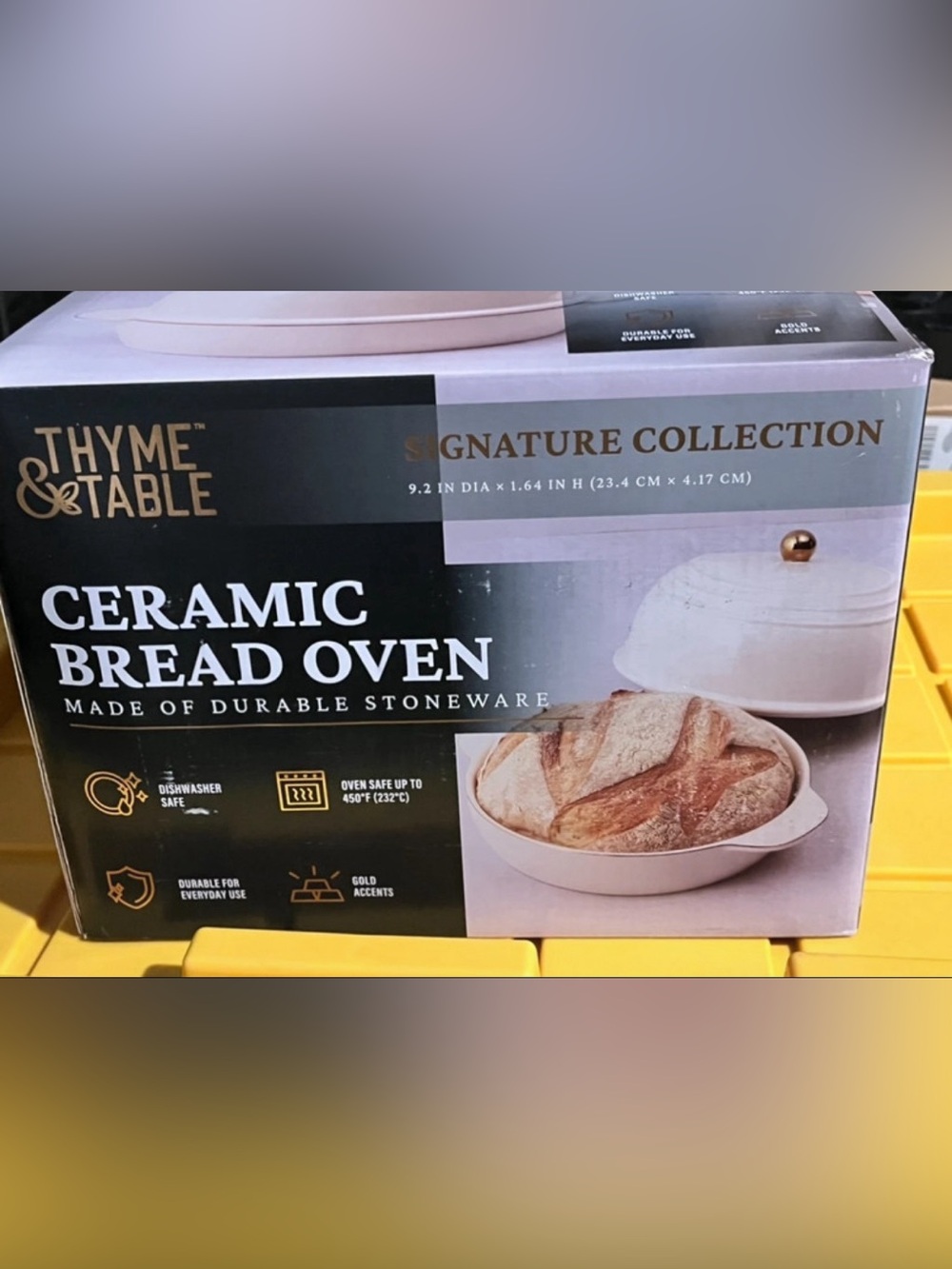 Thyme & Table Ceramic Bread Oven in White with Gold Accent